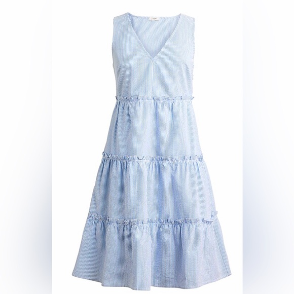 J. Crew Dresses & Skirts - Summer dress seersucker tiered sleeveless ‎ sz 6